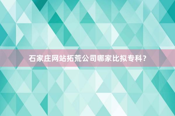 石家庄网站拓荒公司哪家比拟专科？