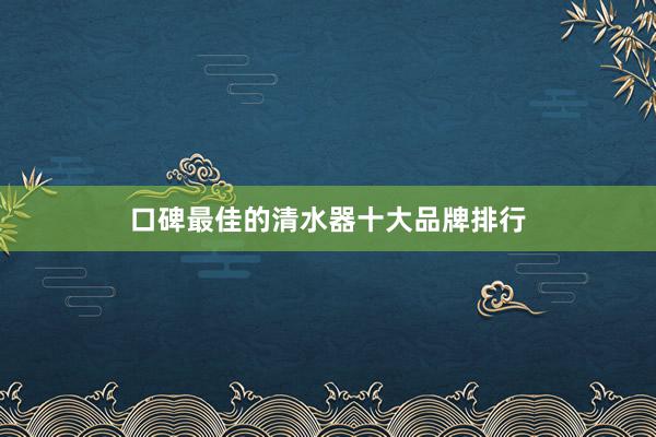 口碑最佳的清水器十大品牌排行